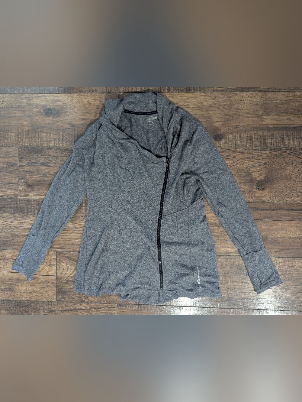 Calvin Klein Performance Charcoal Gray Asymmetrical Zip Up Soft Sweatshirt Med